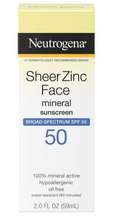 Load image into Gallery viewer, Neutrogena Sheer Zinc Mineral Sunscreen, SPF 50 | 59ml
