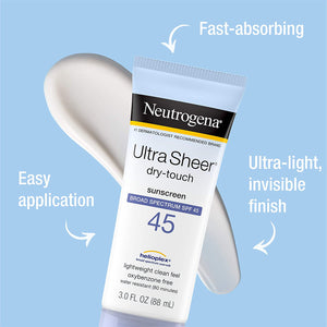 Neutrogena Ultra Sheer Dry Touch Sunscreen Lotion SPF 45 | 3 fl oz | 88 ml